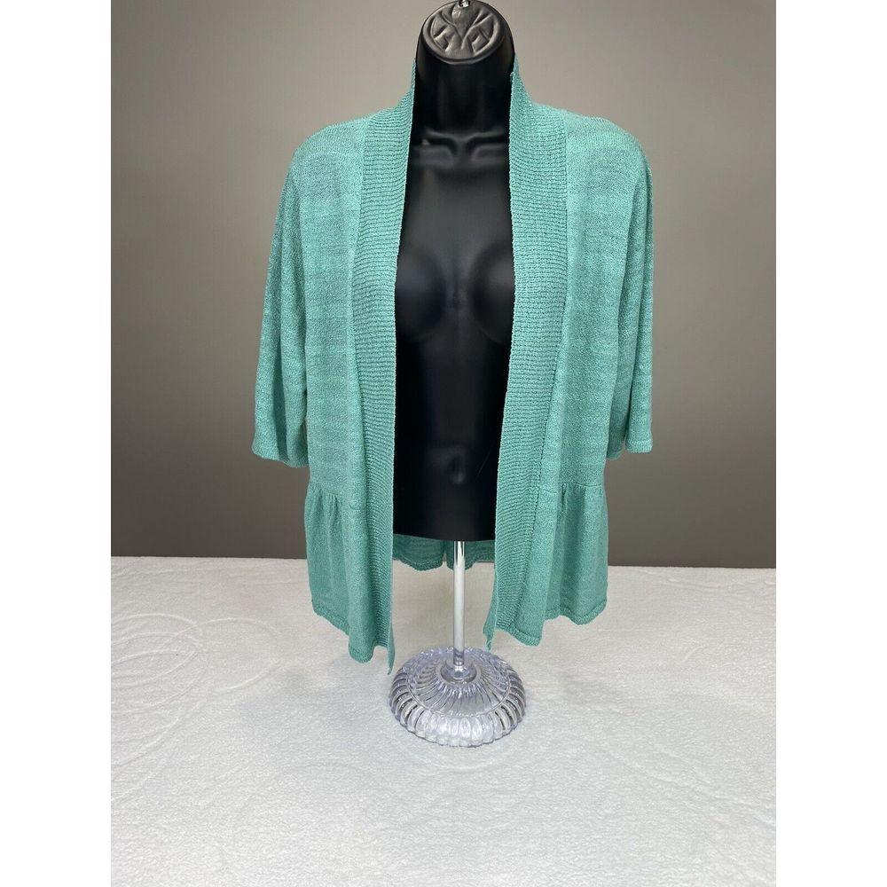 Cato Women Green 3/4 Sleeve Open Cardigan V-Neck size XL.